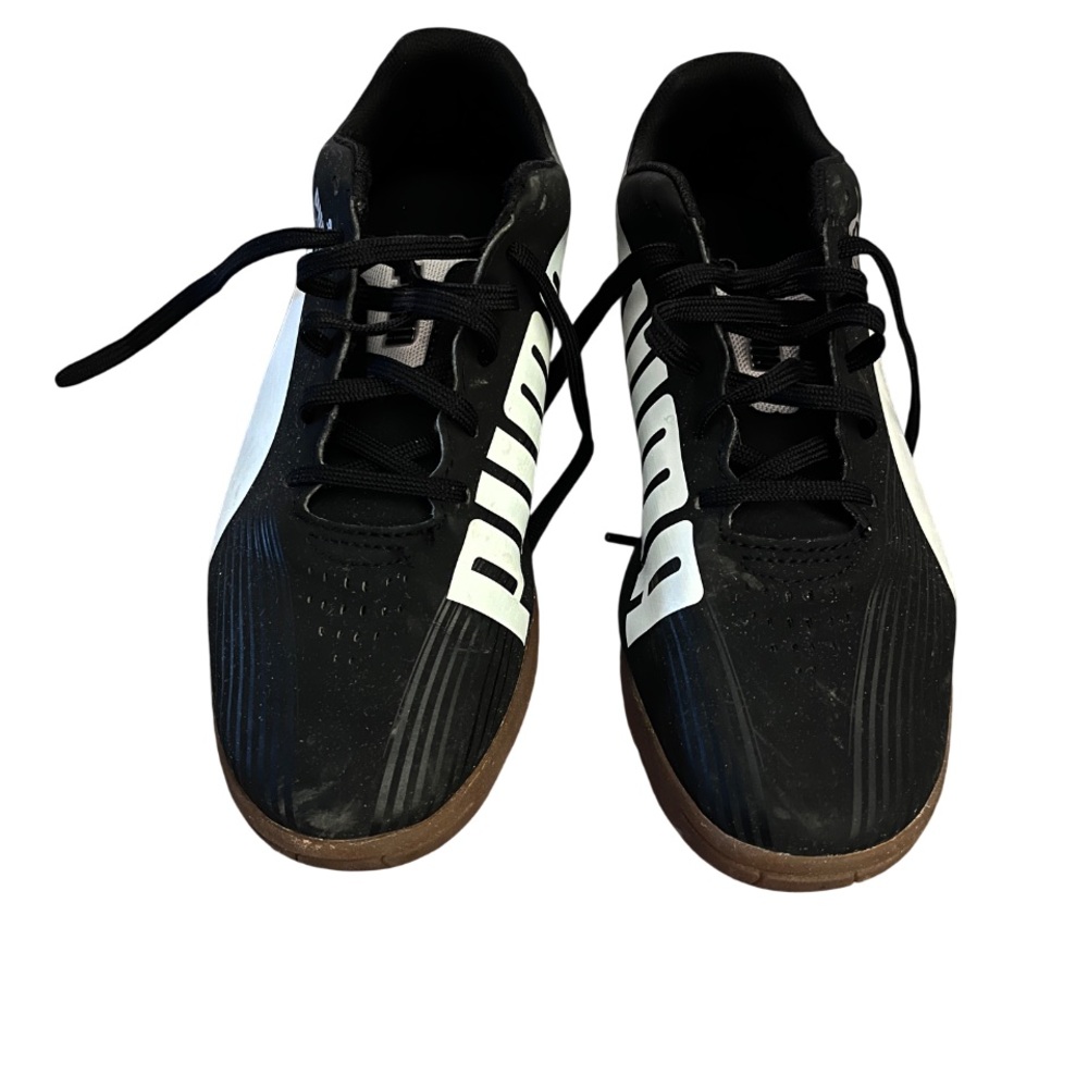 Puma Boys Black and White Indoor Soccer Sneakers